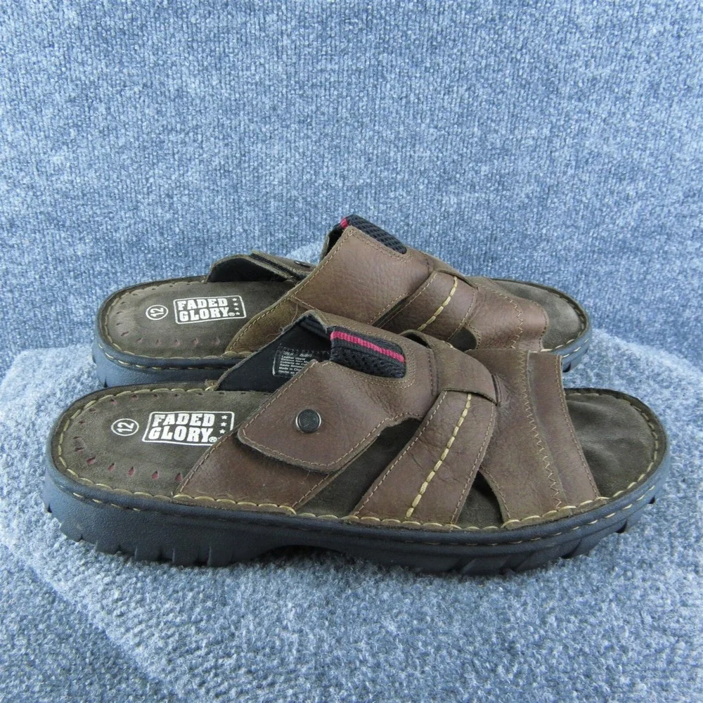 Faded Glory Men's Tom IV Slide Brown Leather Size‎ 12M Gently Used 2025